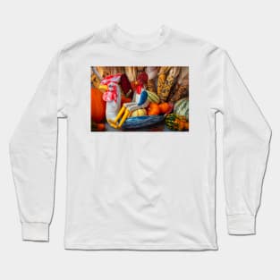 Two Folk Art Roosters Long Sleeve T-Shirt